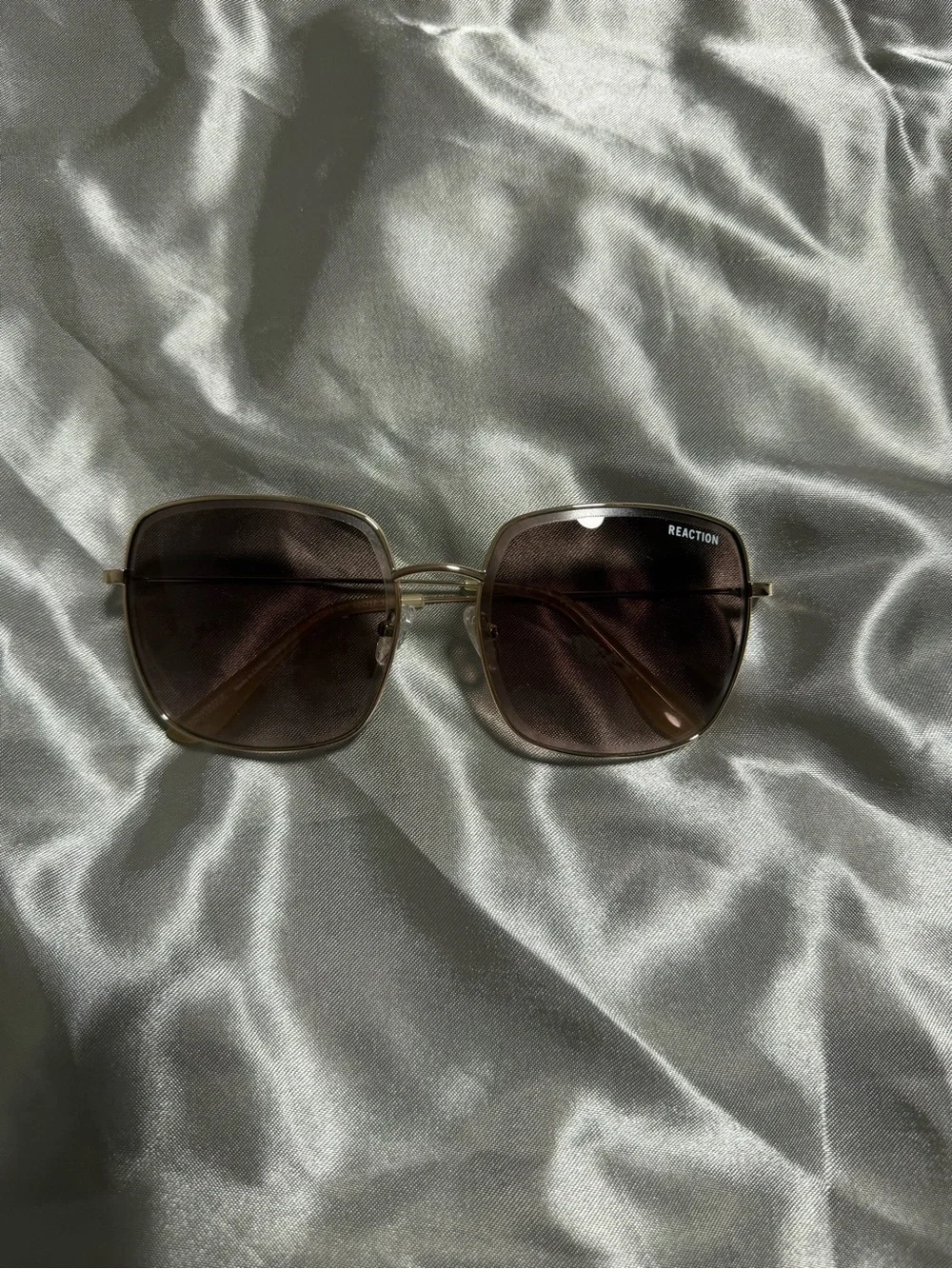 Kenneth Cole Reaction Womens Gold Metal Square Brown Gradient Sunglasses
